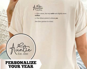 Aunt Shirt, Auntie Shirt, Custom Est. Year, Auntie Definition, Custom Aunt Shirt, Gift for Aunt, New Aunt Gift, Pregnancy Announcement Gift