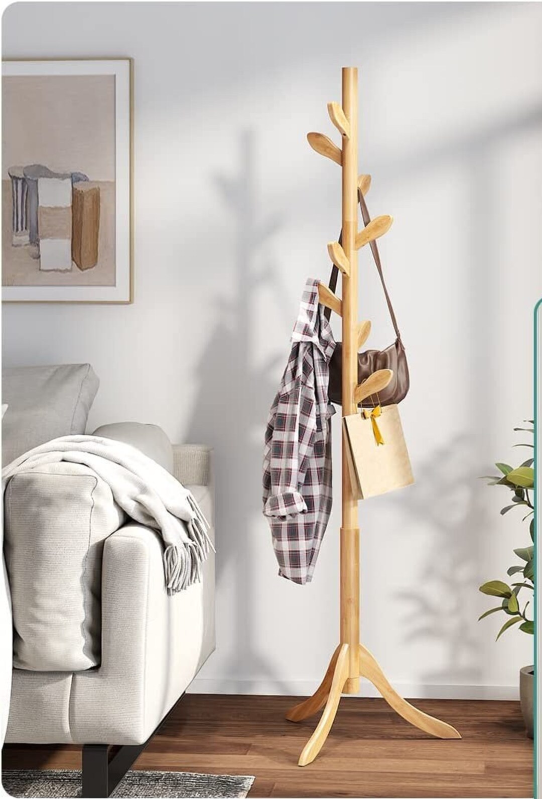 Wood Standing Coat Rack With 8 Hooks Coat Rack Stand Etsy