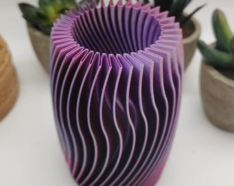 Radial Wave Vase Pen Holder | Modern Desk Design | Round Pen Holder | Pen Storage | Desktop Organizer | Flexible