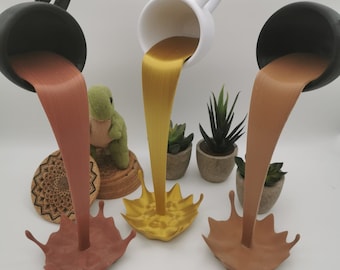 3D printed sculpture, Floating coffee cup, Mug, Creative desk decor, Coffee lover gift, Kitchen decoration.