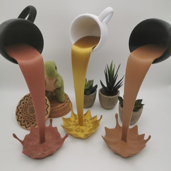 3D gedruckte schwebende Kaffeetasse, Kaffeebecher, Skulptur, kreative Schreibtisch Deko, Kaffee Liebhaber Geschenk, Küchendeko