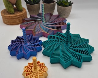 Fractal Mega Star - star-shaped fidget with handle | geometric gradient fidget | sensory | optical illusion | visual and sound