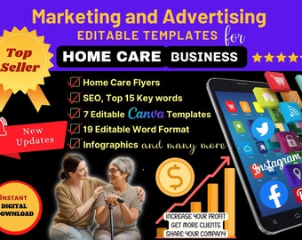 Marketing and Advertising Templates for Home Care Business and Increase Your Profit (Canva and Word Editable Templates) Marketing Strategy