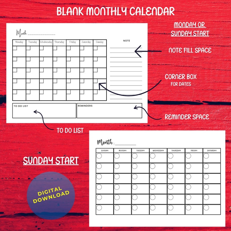 5 Blank Printable Calendar PDF A4 Size, Jpeg, SVG, PNG, Calendar ...