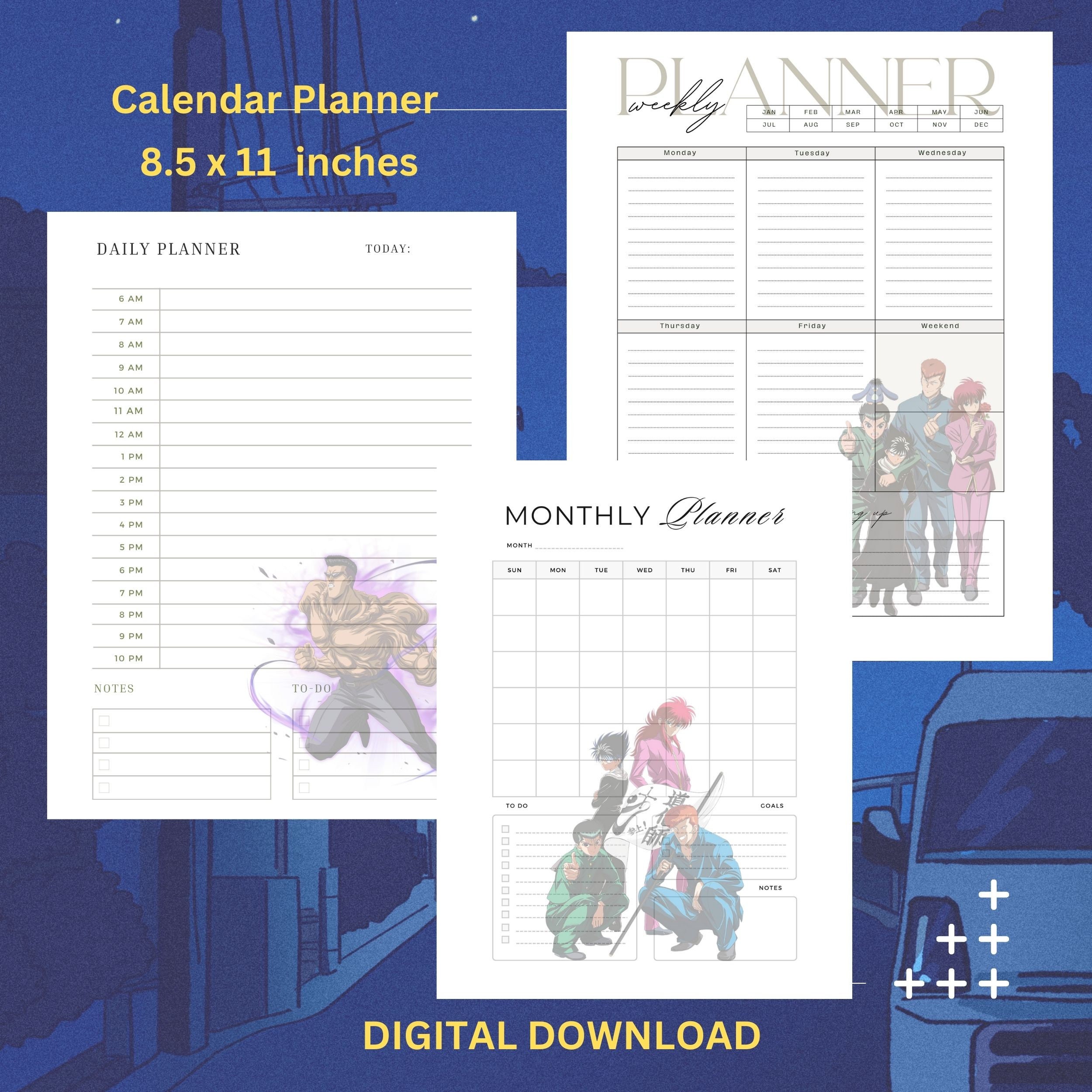 Yuyu Hakusho Anime Printable Notepad, Themed Planner Calendar Daily ...