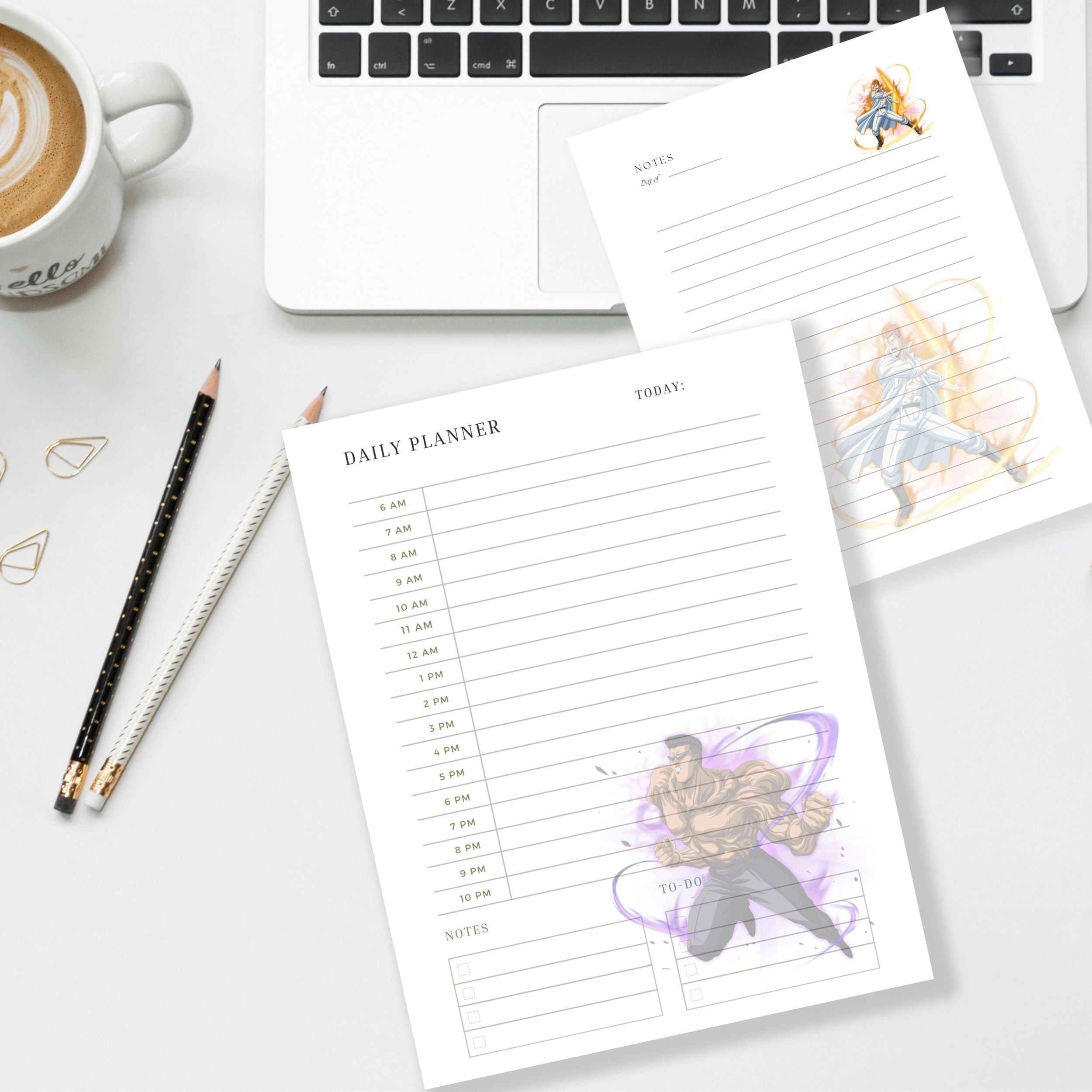 Yuyu Hakusho Anime Printable Notepad, Themed Planner Calendar Daily ...