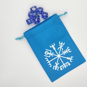 Bourse à dés plate à double coulisse type sac pochon pour rangement jeux de société, jeux de carte, divination - rune magique Vegvsir