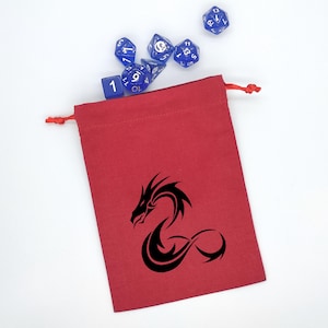 Bourse plate pour dés en coton, inspirée par Donjons et Dragons, avec un motif de dragon