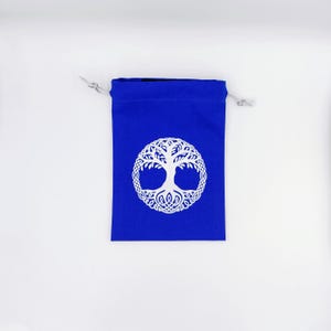 Bourse à dés plate ou sac pochon pour rangement jeux de société, pièces de jeu, cartes - motif arbre de vie celtique Yggdrasil