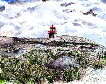 Lighthouse at Peggy's Cove, Nova Scotia, Peggy's Cove Painting, Nova Scotia wall decor, TonyMcKeeArt, Lighthouse wall art