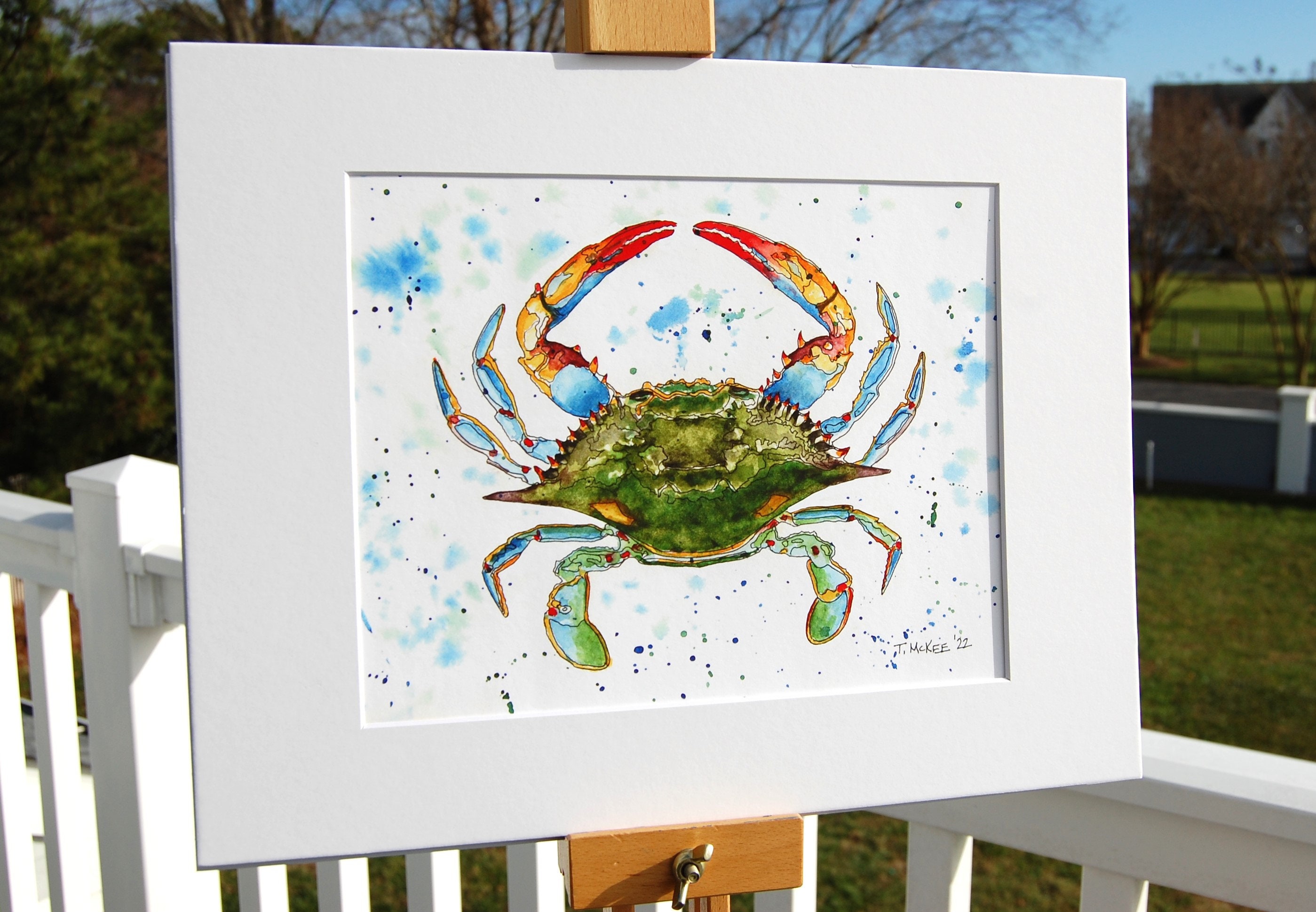 Watercolor Blue Crab 27 x 27 Towel – Blue Poppy Designs