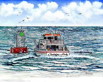 The Captain's Lady Headboat Heading to Sea, Bowers Beach Delaware