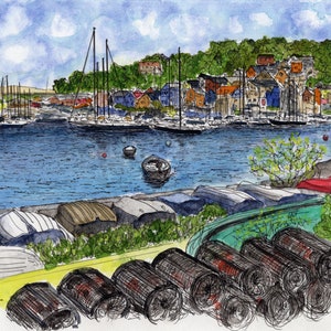 Ireland painting, Ireland watercolor, Ireland wall decor, Kinsale painting, Irish wall decor, Ireland watercolor, Ireland wall decor