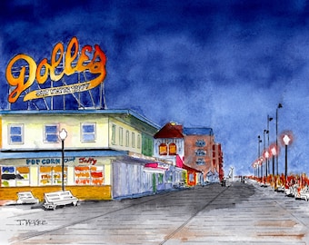 Historic Dolles Sign at Night, Rehoboth Beach, Delaware