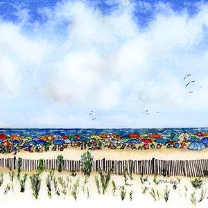Rehoboth Beach Watercolor Painting: Delaware Beach Wall Art