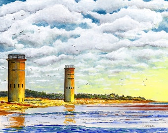 Delaware WWII Watch Towers at Sunrise