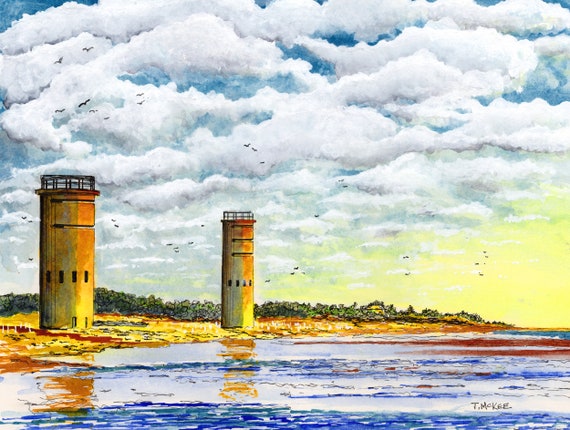 Delaware WWII Watch Towers at Sunrise