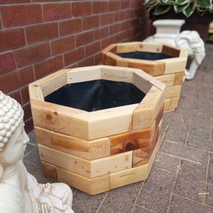 BEEFY Handmade Large Wooden Octagonal Planter (TAILORED SIZES)