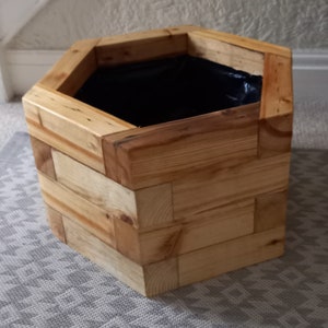 Large Hexagonal Handmade Recycled Wooden Planter (TAILOR-MADE sizes)