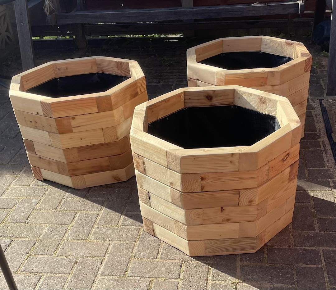 希少 large wooden pot Extra Large/big Handmade Octagonal Wooden Planter - Etsy