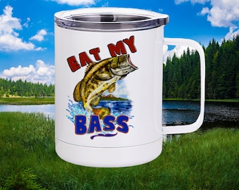 Gift for Fisherman - 11oz Funny Camper Mug with Large Mouth Bass Design, Perfect for Outdoor Enthusiasts, Ideal Bass Fishing Mug Gift