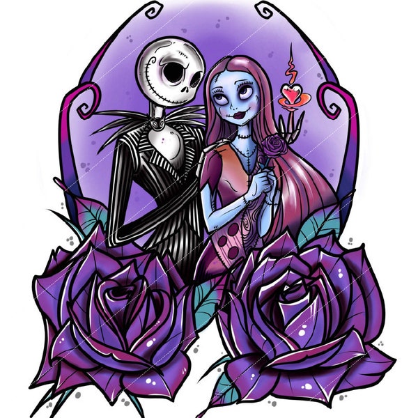 Jack And Sally In Heart SVG, Couple Jack And Sally SVG, The Nightmare Before SVG, Halloween Svg