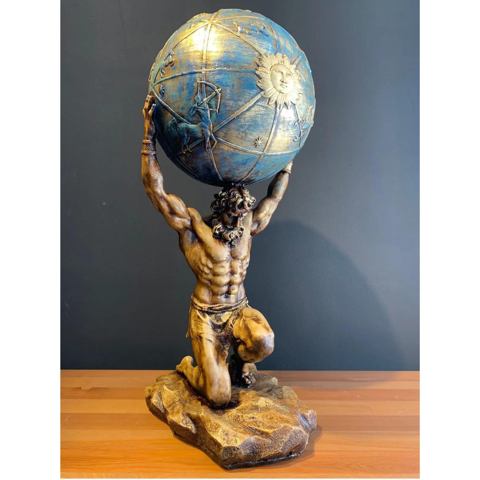 Antique Greek God Atlas Statue Ancient Titan Atlas Sculpture Etsy