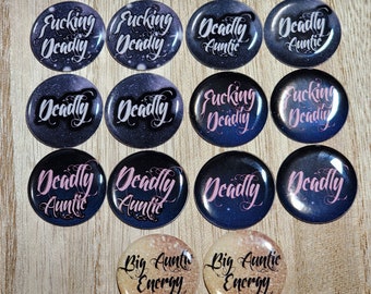 Deadly Auntie Collection 1" Epoxy Sticker Cabs Cabochons