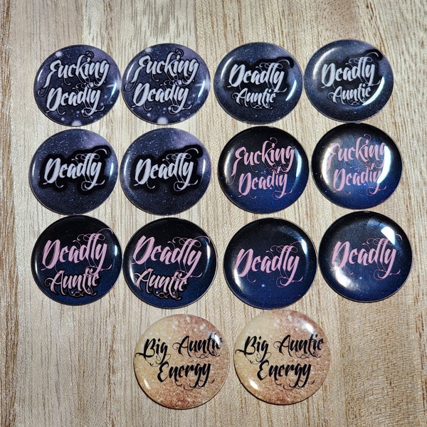 Deadly Auntie Collection 1" Epoxy Sticker Cabs Cabochons