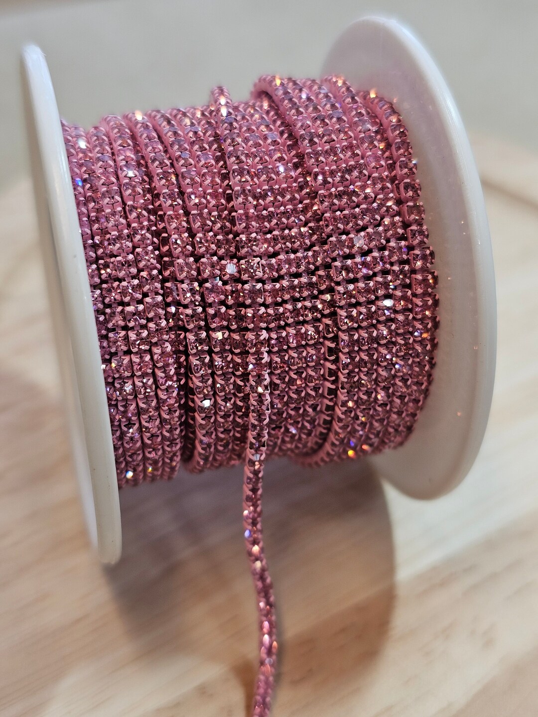 Pink Sparkle Ss6/2mm Rhinestone Banding/cup Chain/rhinestone Trim ...