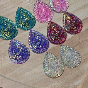 Floral Tear Drop Resin Flatback Cabochon/For Beadwork/Embellishments/Sew On image 1