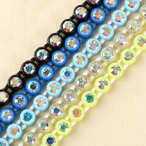 4 rows 16mm Wide crystal Rhinestone cup chain Glass Gold Flatback