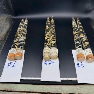 Vintage MCM Akryl Lucite Guld och Silver Fleck Konisk Ljusstake 8 Inches - 3 set tillgängliga