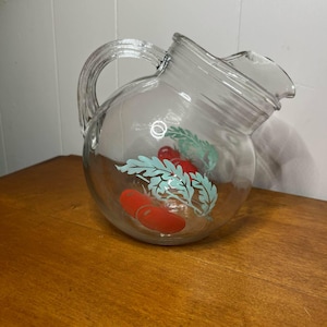 Vintage MCM 1950 Anchor Hocking Tomatensaft Kippkrug - Clear Ball Tischkrug