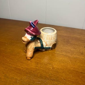 ヴィンテージMCMセラミック製ロバのカートつまようじホルダーまたは小さな花のプランター