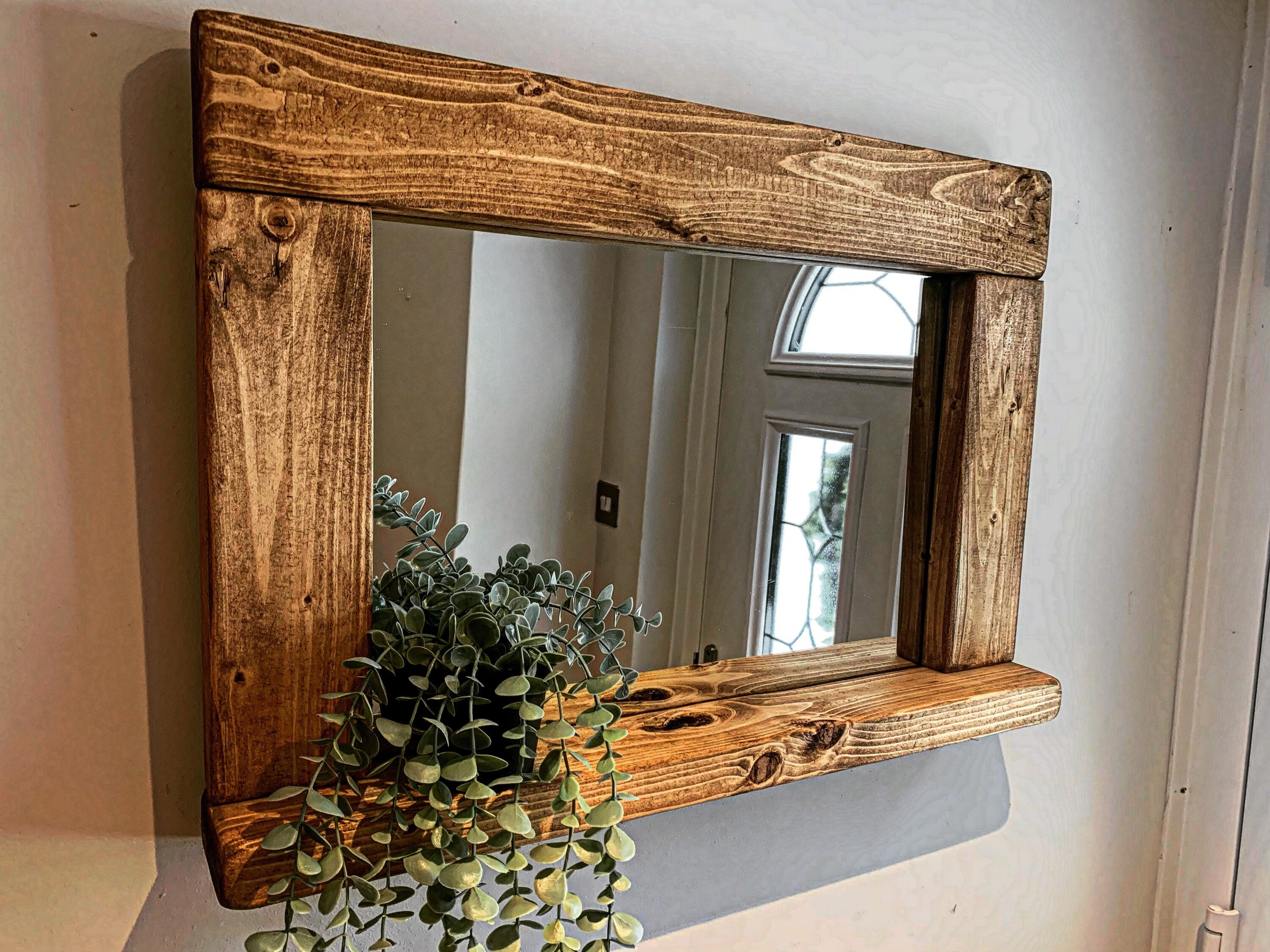 Handmade Rustic Mirror With Shelf Available in Many Sizes and Etsy UK