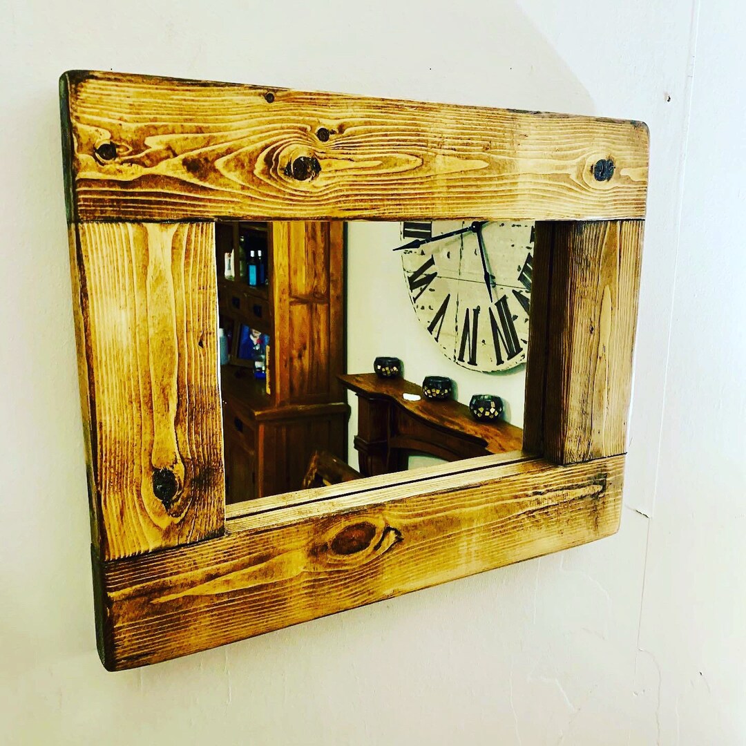 Rustic Handcrafted Wooden Mirror for Your Fireplace Etsy