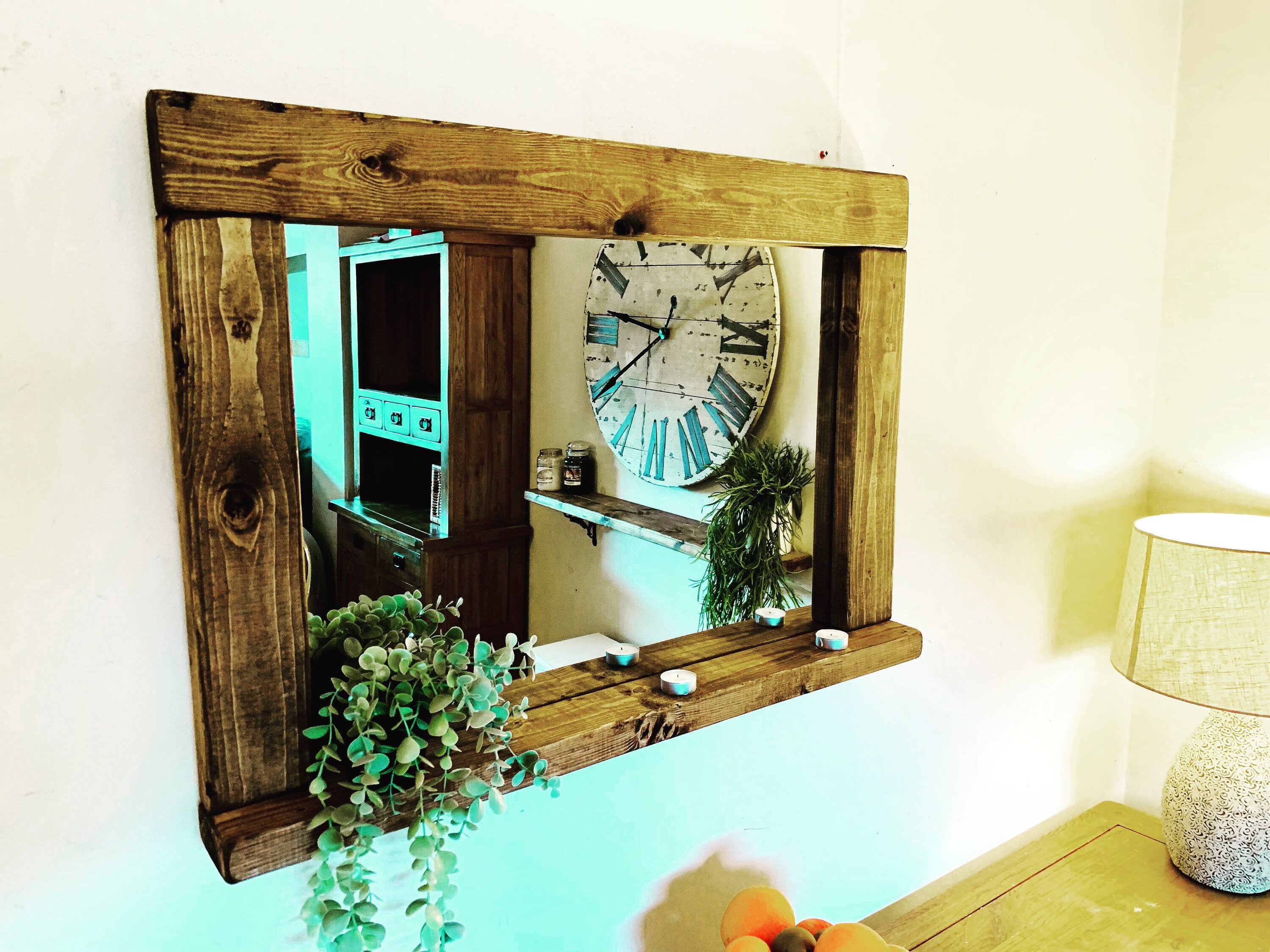 Handmade Rustic Mirror With Shelf Available in Many Sizes and Etsy UK