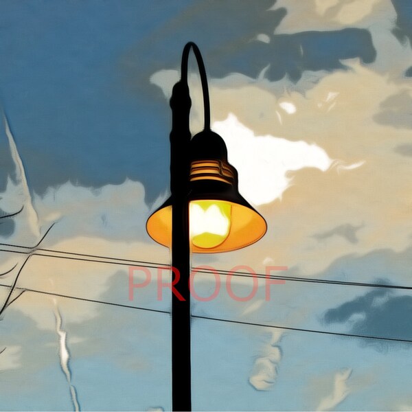 Streetlight at Golden Hour – Symbolic Dusk Print – Dreamy Digital Art – Unique Mood Décor – Surreal Mood Enhancer – Printable Pastel Colors