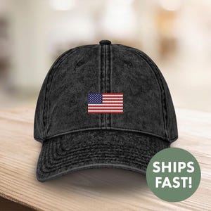 American Flag Embroidered Vintage Cotton Baseball Cap
