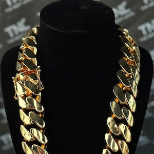 Schwere 14k vergoldete Miami Cuban Link-Kettenhalskette, 30 mm breiter Statement-Schmuck, Hip Hop Goldkette für Männer, Luxusgeschenk für ihn
