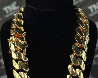 Men's Gold Plated Cuban Link Chain, 18K Gold Miami Cuban Chain for Men,  Jewelry Gift, 30mm Statement Necklace-gold chain-holiday gift