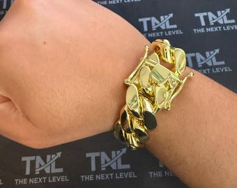 22mm Gold Cuban Link Bracelet for Men | 14K Gold Plated Non-Tarnish Miami Bracelet | Thick Heavy Hip Hop Bracelet | Gift for Him