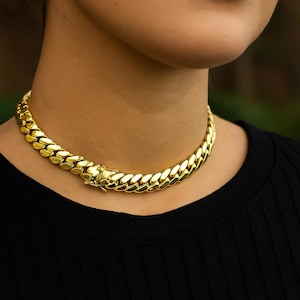 Gold-Plated 12mm Cuban Link Chain Necklace: Chunky Statement Jewelry