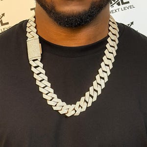 Iced Out VVS Moissanite Miami Cuban Chain: Sterling Silver Hip Hop Necklace