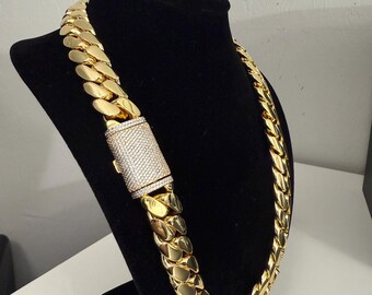 Buy Handmade 18k Gold Plated Cuban Link Chain for Men Zirconia