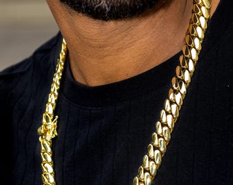 15mm Miami Cuban Link Chain Heavy 18k Gold Plated Necklace for Men Cuban Necklace gold stylish Jewelry Thick Links handmade free Gift Etsy Australia