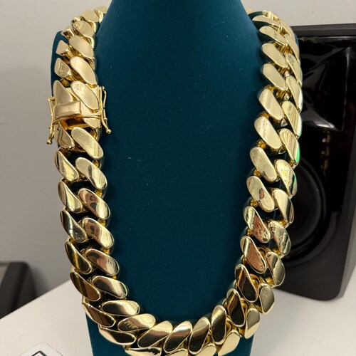 Chaîne cubaine 35 mm pour homme | Collier Miami plaqué or 81 cm | Chaîne hip-hop imposante