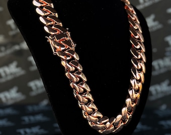 Buy Handmade 14k Rose Gold Plated Cuban Link Chain: Unisex Brass