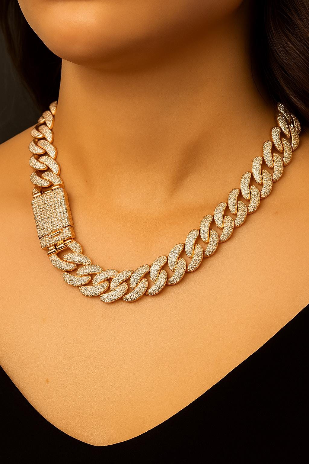 Collana Cubana Unisex Placcata Argento E Oro Rosa – Ghiacciata Con Moissanite VVS1 24 Pollici - Foto 3
